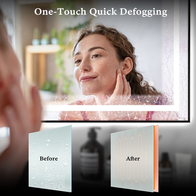 Yulika 30" x 36" LED Bathroom Mirror for Wall Dimmable Vanity Mirror with Lights Memory Smart Mirror - 30x36in