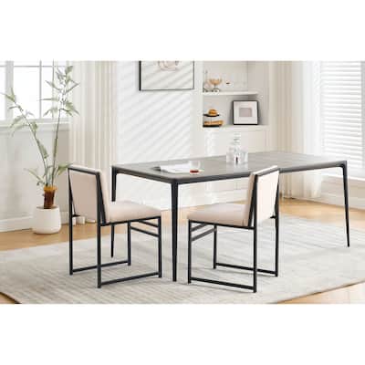 Modern Dining Chairs Set Of 2, Upholstered Linen Cushions And Backrest