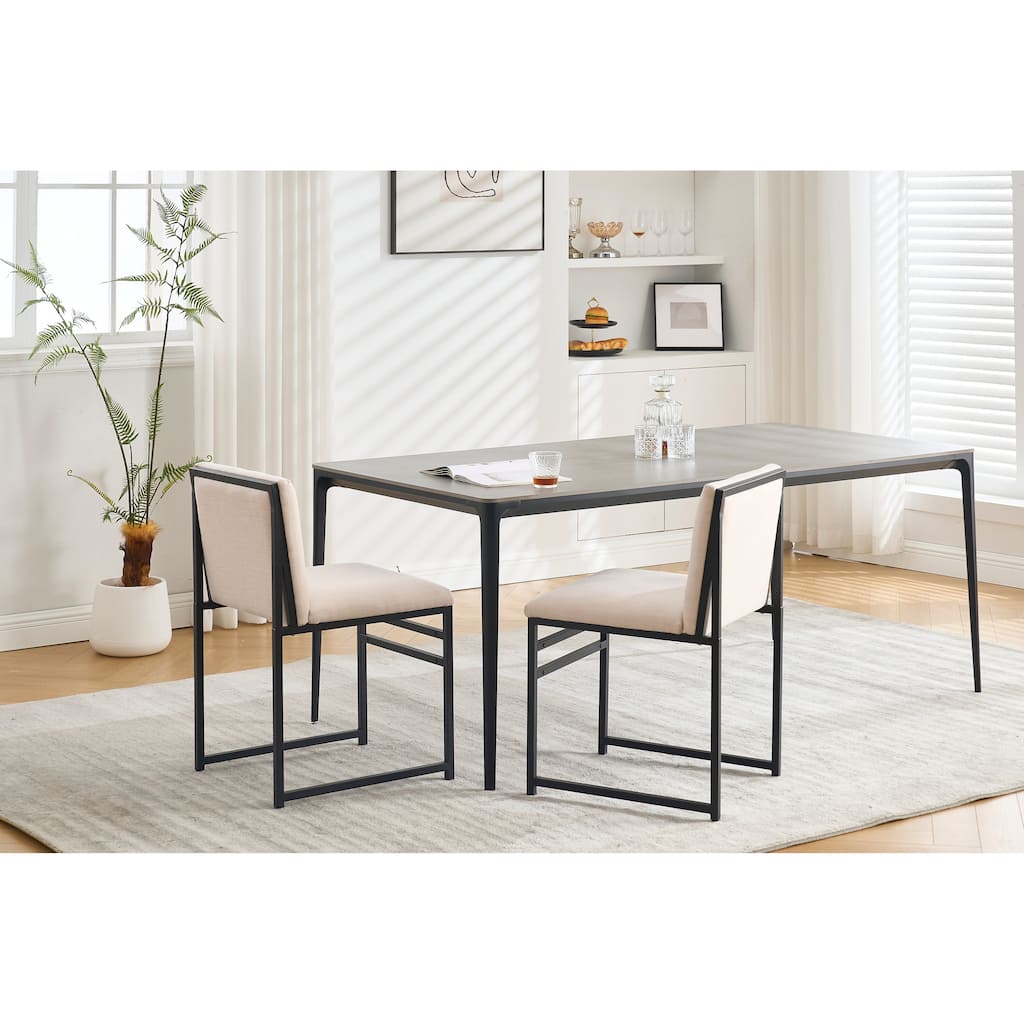 Modern Dining Chairs Set Of 2, Upholstered Linen Cushions And Backrest