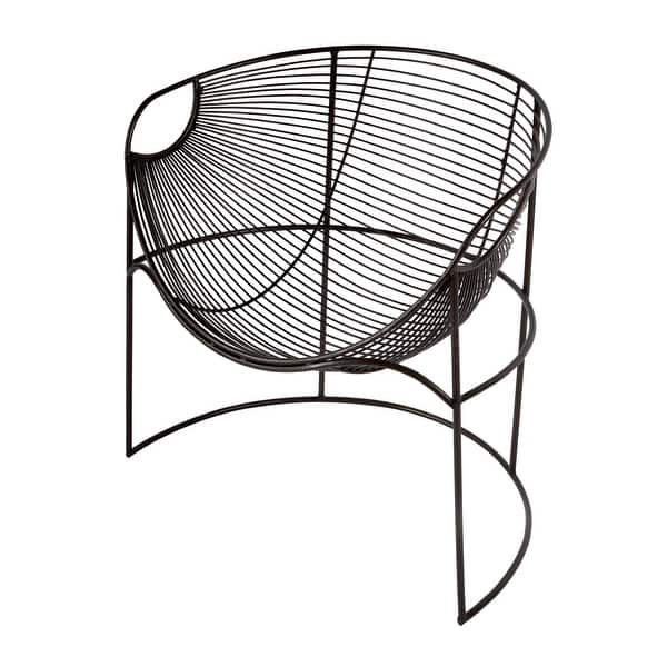 slide 2 of 8, Artemis 30 in. W Oval Iron Basket Accent Chair Black