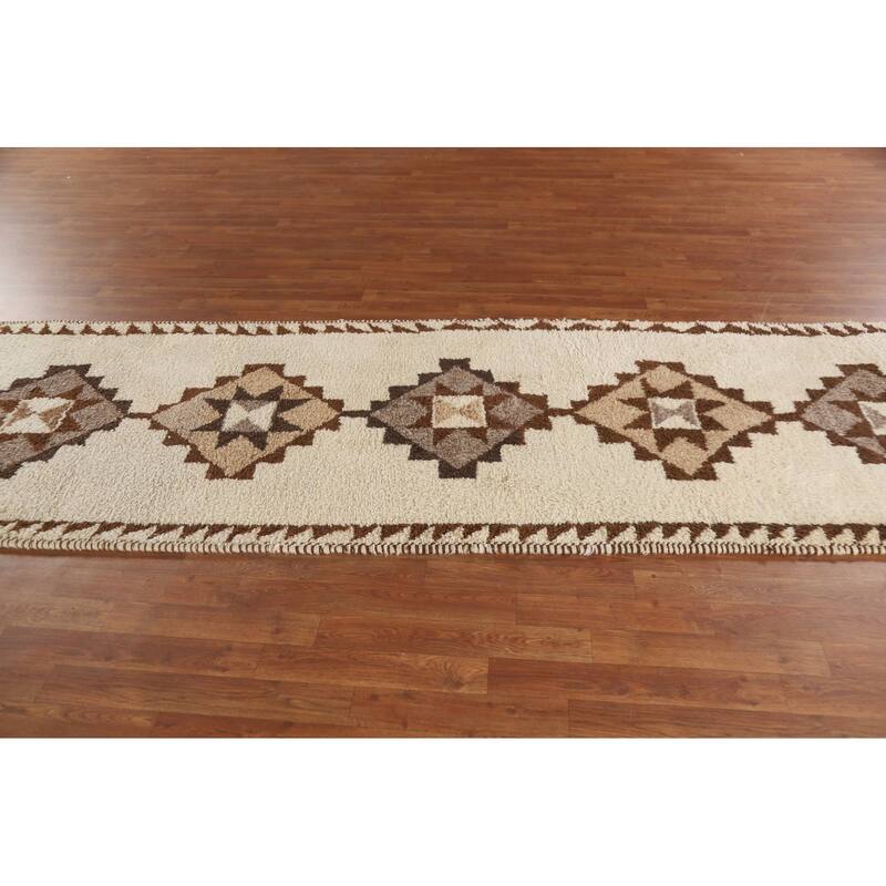 Anatolian Beige Turkish Runner Rug Hand-knotted Wool Carpet - 3'5"x 10'9"