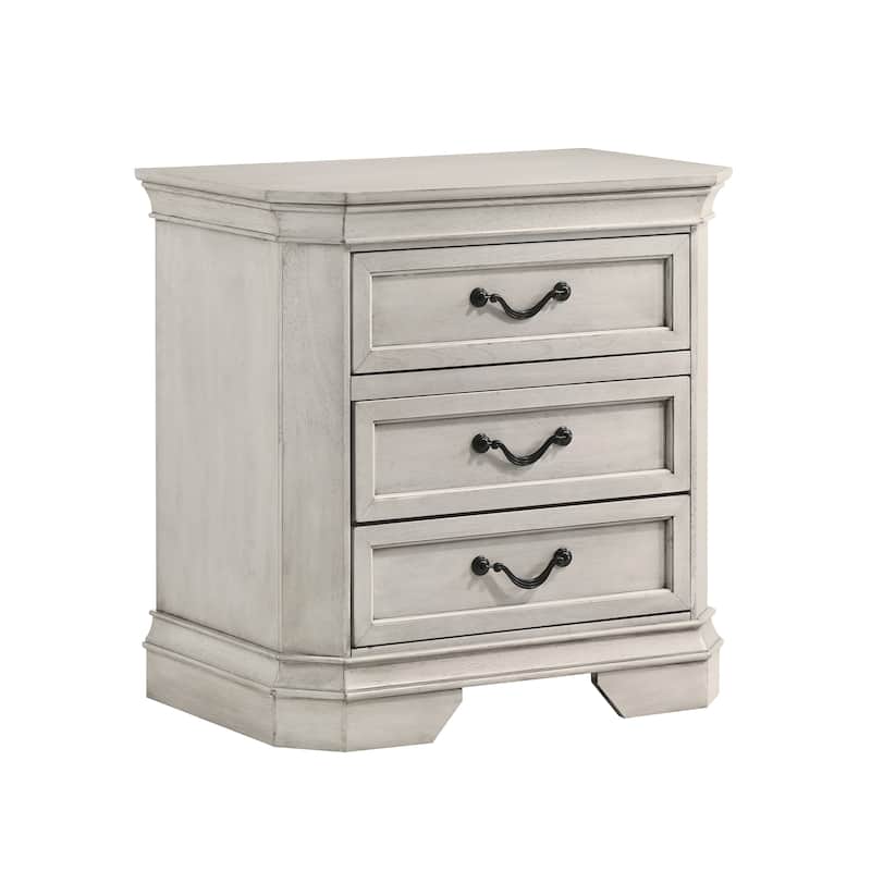 Roundhill Furniture Maderne Traditional Wood 3-Drawer Nightstand