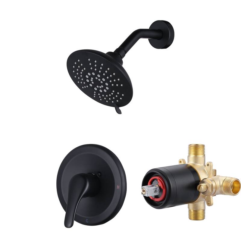 WOWOW Single Handle 5-Spray Shower Faucet with Pressure Balance - Matte Black