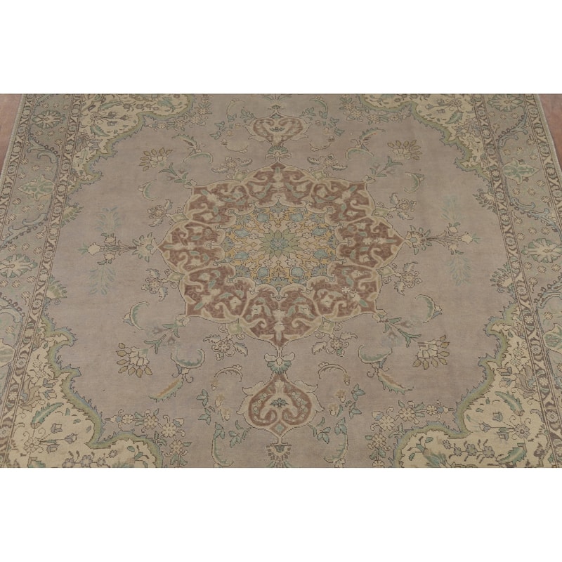 Tabriz Persian Vintage Rug Hand-Knotted Traditional Wool Carpet - 9'4"x 12'8"