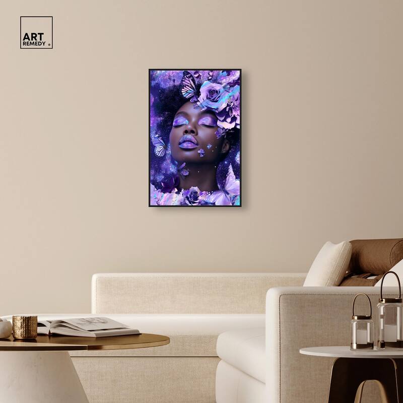 A Glistening Neon Woman Canvas by Art Remedy