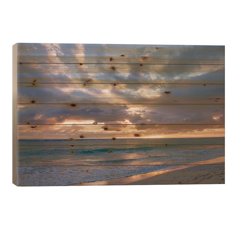 Beach Landscape At Sunrise, Bavaro, Higuey, La Altagracia Province, Dominican Republic Print On Wood by Lisa S. Engelbrecht - 26x40x1.5