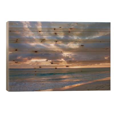 Beach Landscape At Sunrise, Bavaro, Higuey, La Altagracia Province, Dominican Republic Print On Wood by Lisa S. Engelbrecht