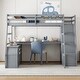 preview thumbnail 2 of 44, Full Size Loft Bed with 7-Drawers, 2-Shelves, Desk, and Playhouse Design - Sturdy Pine Wood Frame with Grey Finish for Kids