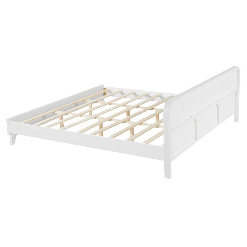 Classic Platform Bed Frame with Solid Pine Construction/Wood Bed Frame with Headboard Footboard/Wood Slat Support/Easy Assembly