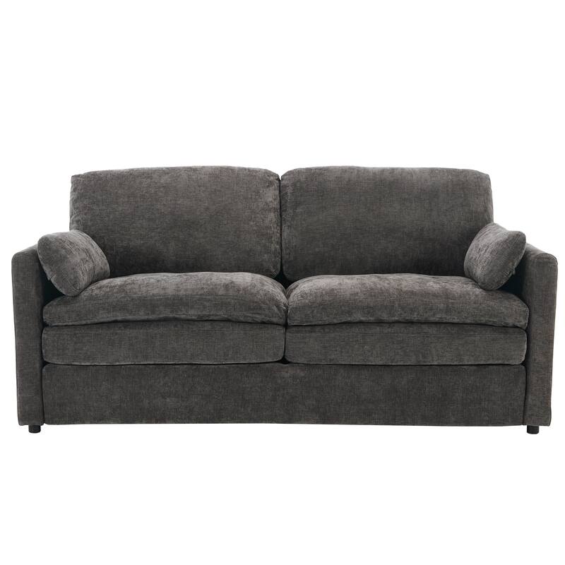2 Seat Couch Loveseat Sofa with Double-Layered Cushion, Modern Sofa Ergonomic Loveseat Sofa with Lumbar Pillow