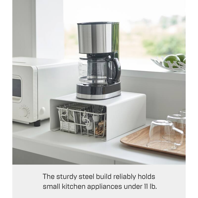 Yamazaki Home Countertop Shelf, Steel, Holds 11 lbs - L 9.84 x W 8.66 x H 4.33 inches