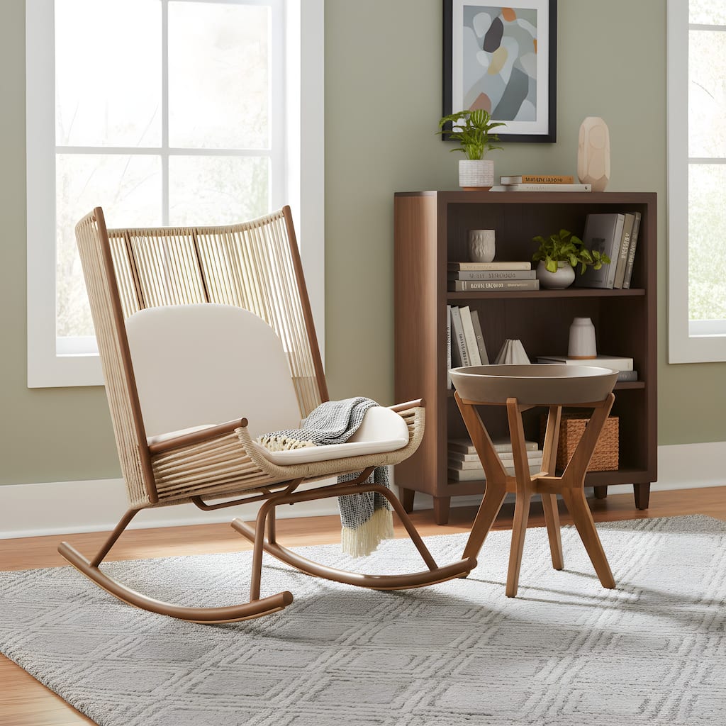Christopher Knight Home - Modern Outdoor Rocking Chair with PE Rattan and Accent Side Table Set