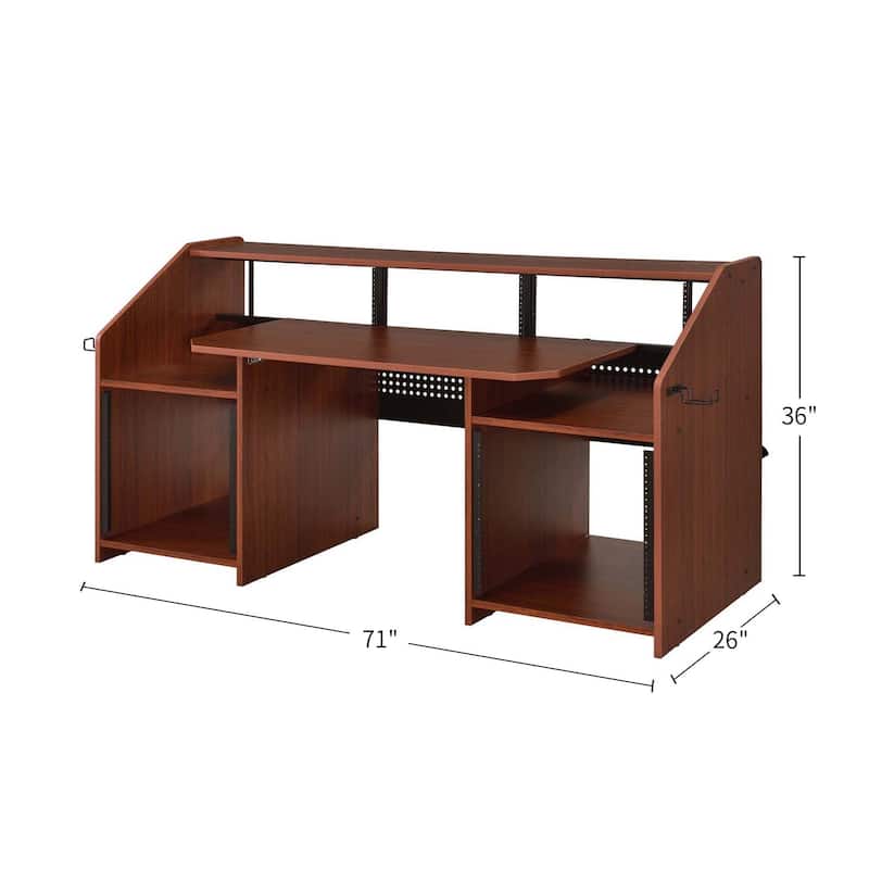 Rectangular Music Desk with 2 Open Compartment, Cherry