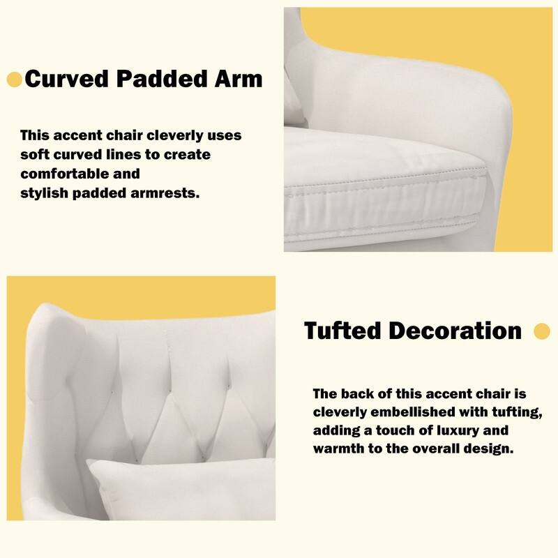 Tuft Velvet Living Room Thick Cushion Accent Chair (Set of 2)
