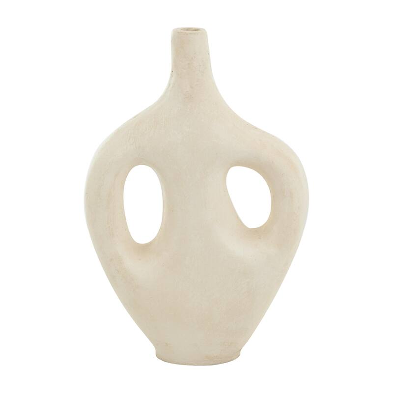 Paper Mache Abstract Double Handle Decorative Vase - Beige - Roche River Decor