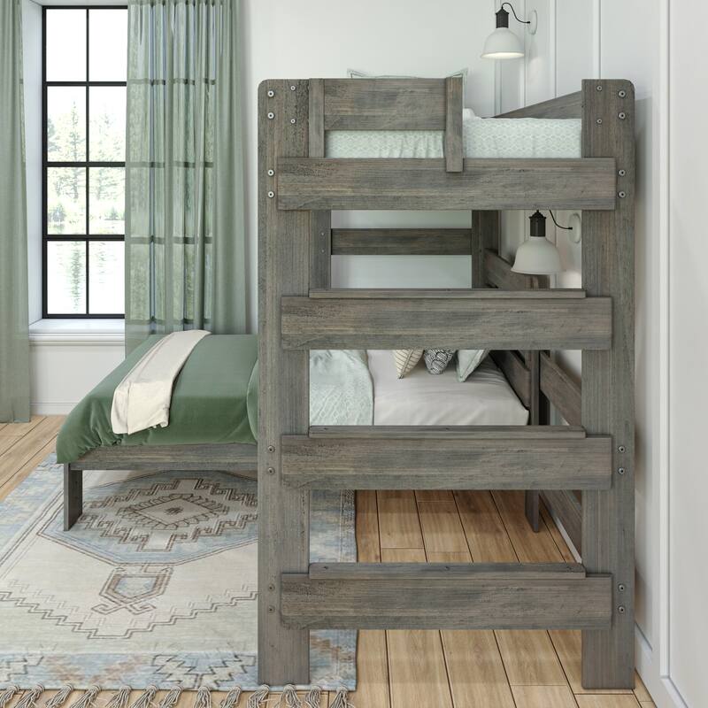 Max and Lily Farmhouse Twin over Twin L-Shaped Bunk Bed