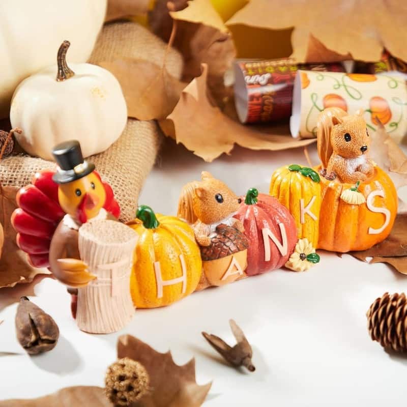 Joyfy Thanksgiving Pumpkin Turkey Figurine Tabletop