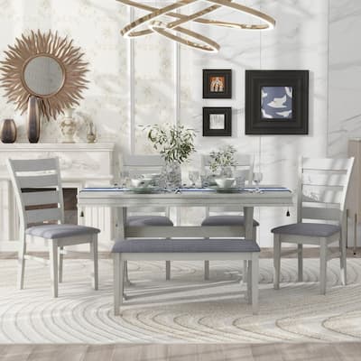 6-Piece Retro 59"L Rectangular Dining Table Set