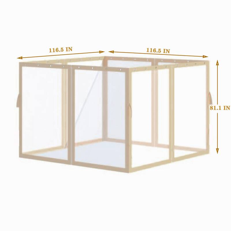 Anmytek 10x10 Ft Gazebo Replacement Mosquito Netting with Double Zippered Doors Fine Mesh Tan Trim