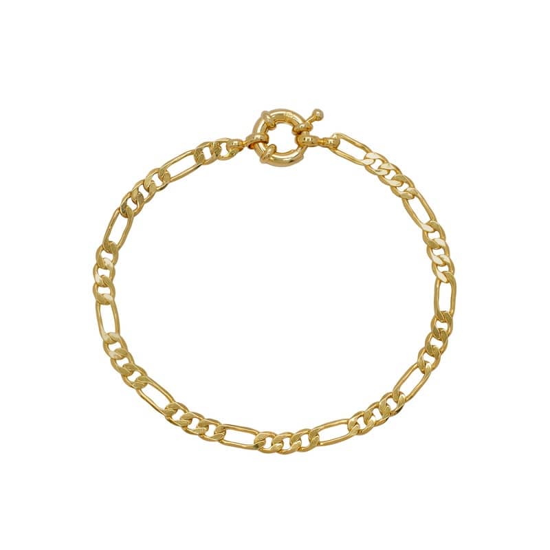 Victoria Townsend Yellow Gold Plated Figaro Chain link Bracelet - 7.5 Inch - Yellow