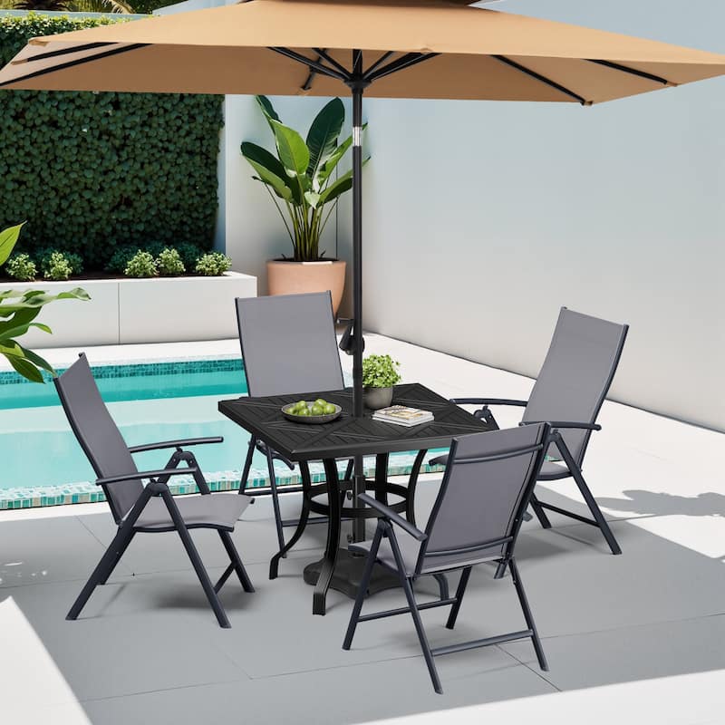 2/4-piece Folding Patio Chair Set Outdoor Adjustable Dining Chair