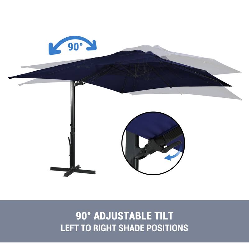 10 x 13ft Patio Rectangular Cantilever Market Umbrella With Stand