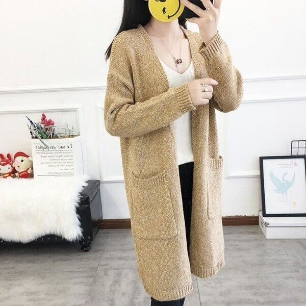 long sweater with hood and pockets