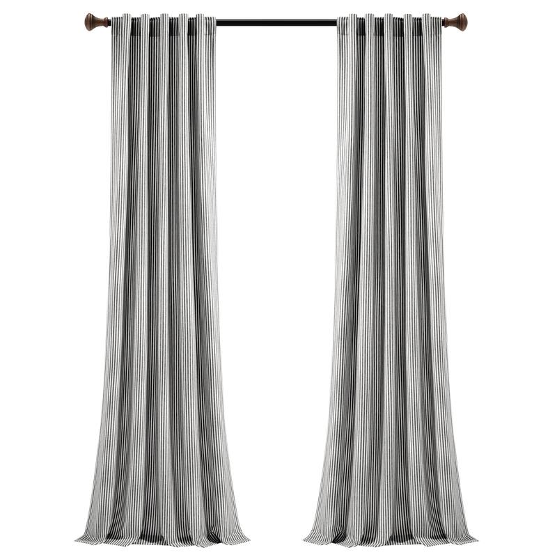 Lush Decor Farmhouse Vintage Stripe Yarn Dyed Cotton Back Tab/Rod Pocket Window Curtain Panels