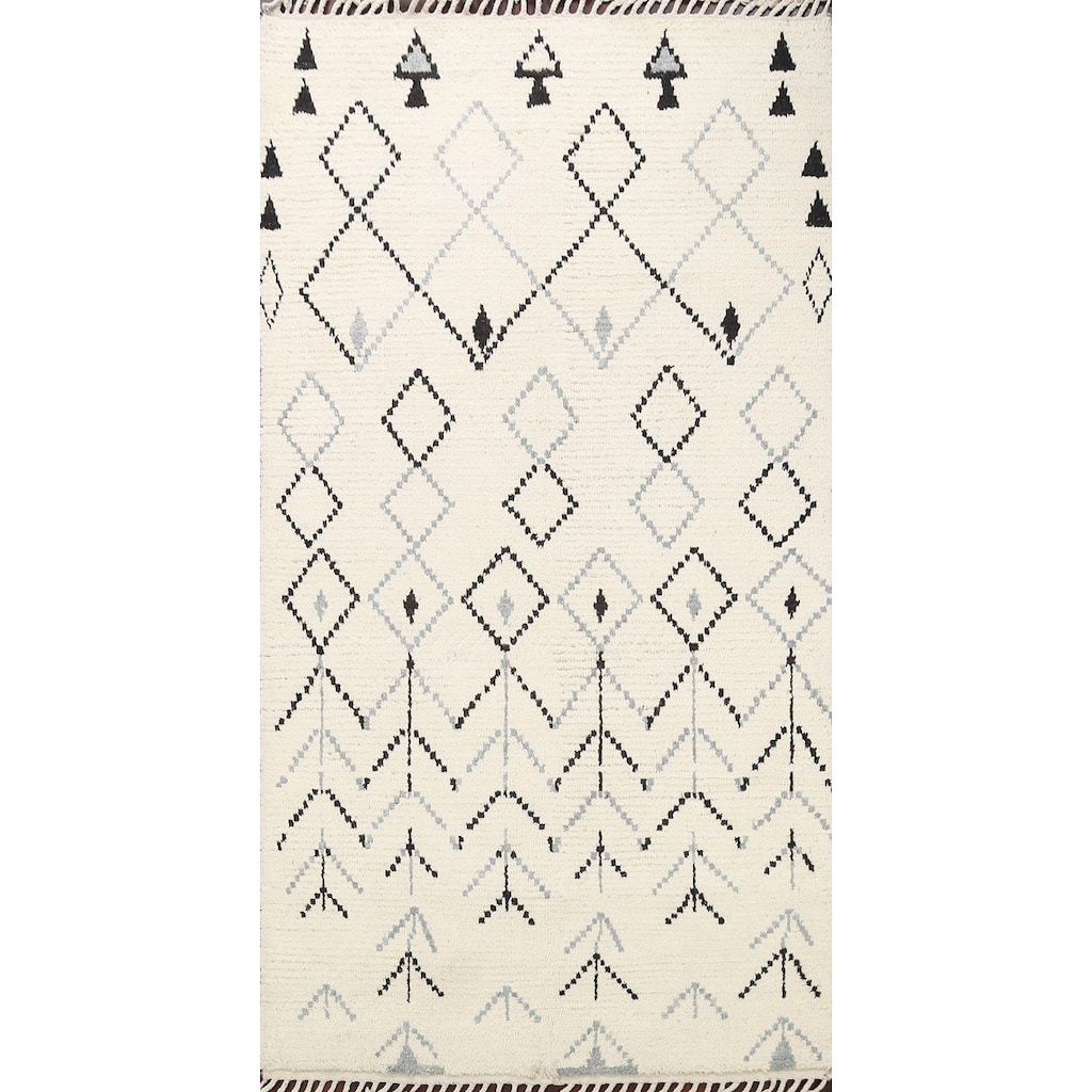 Vegetable Dye Moroccan Berber Oriental Foyer Area Rug Wool Handmade - 4'4" x 7'1"