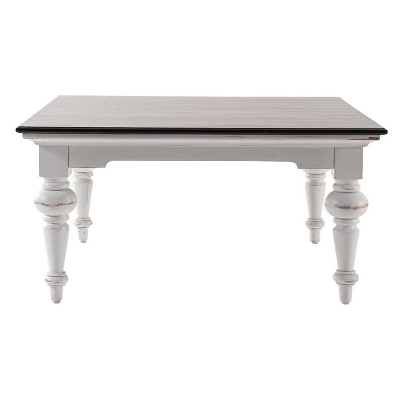 HomeRoots 39" Brown and White Wood Square Distressed Coffee Table - 39.37 x 39.37 x 19.69