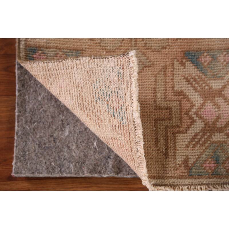 Hand Knotted Oriental 100% Wool Carpet Transitional Tribal Peach Anatolian Area Rug - 2' 10'' X 1' 6''
