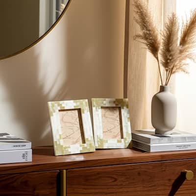 Bone Resin Decorative Picture Frame for Home Decor - 9" Ivory