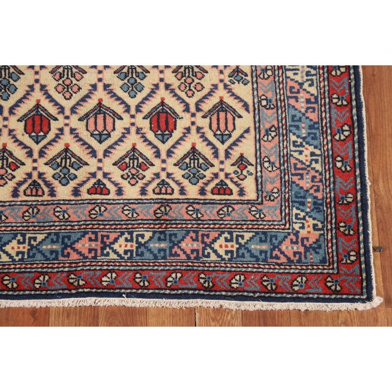 Hand Knotted Oriental 100% Wool Carpet Traditional All-Over Beige & Ivories Kazak Area Rug - 5' 2'' X 3' 5''