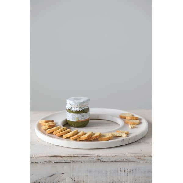 White Marble Circle Cracker/Cheese Tray