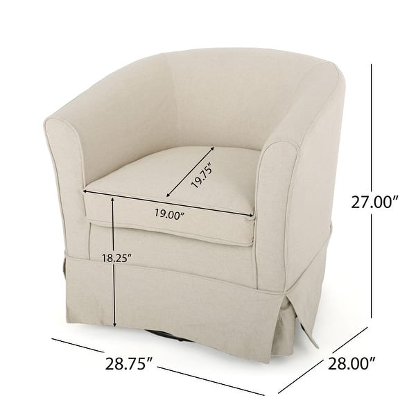 dimension image slide 1 of 3, Cecilia Natural Fabric Swivel Chair with Loose Cover by Christopher Knight Home - 28.75" L x 28.00" W x 28.00" H