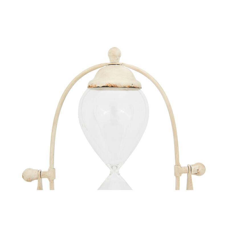 Decorative Metal Hourglass with White Sand