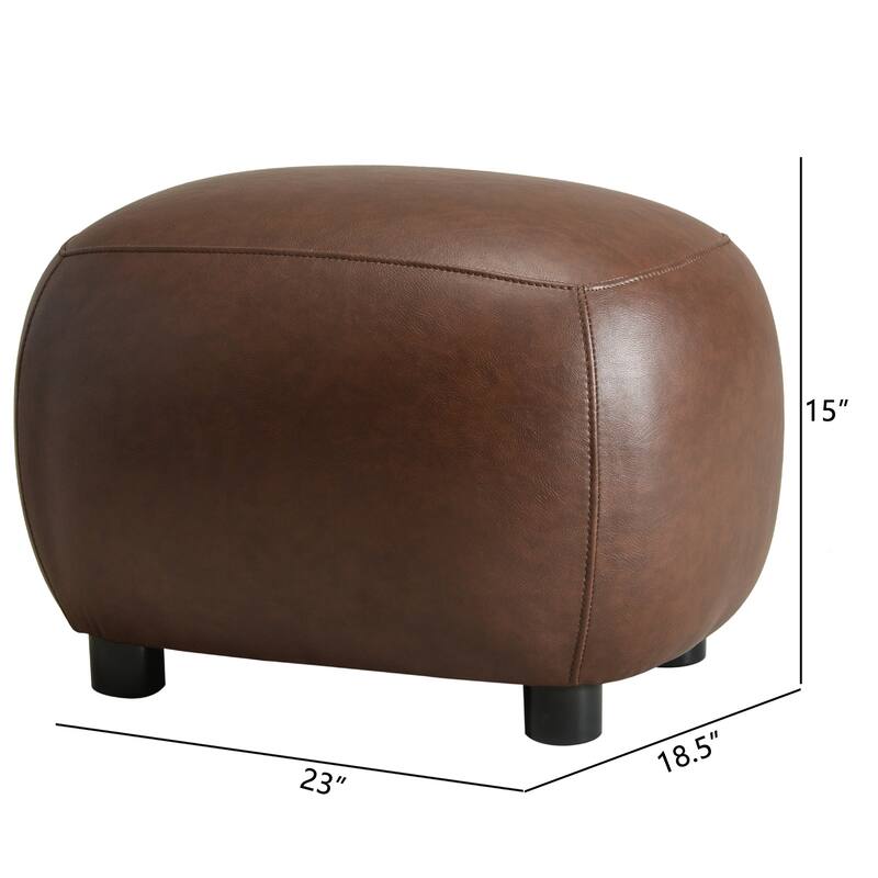 KINWELL 2-Piece Faux Leather Living Room Sets - 1 Swivel Accent Chair & 1 Ottoman Footrest