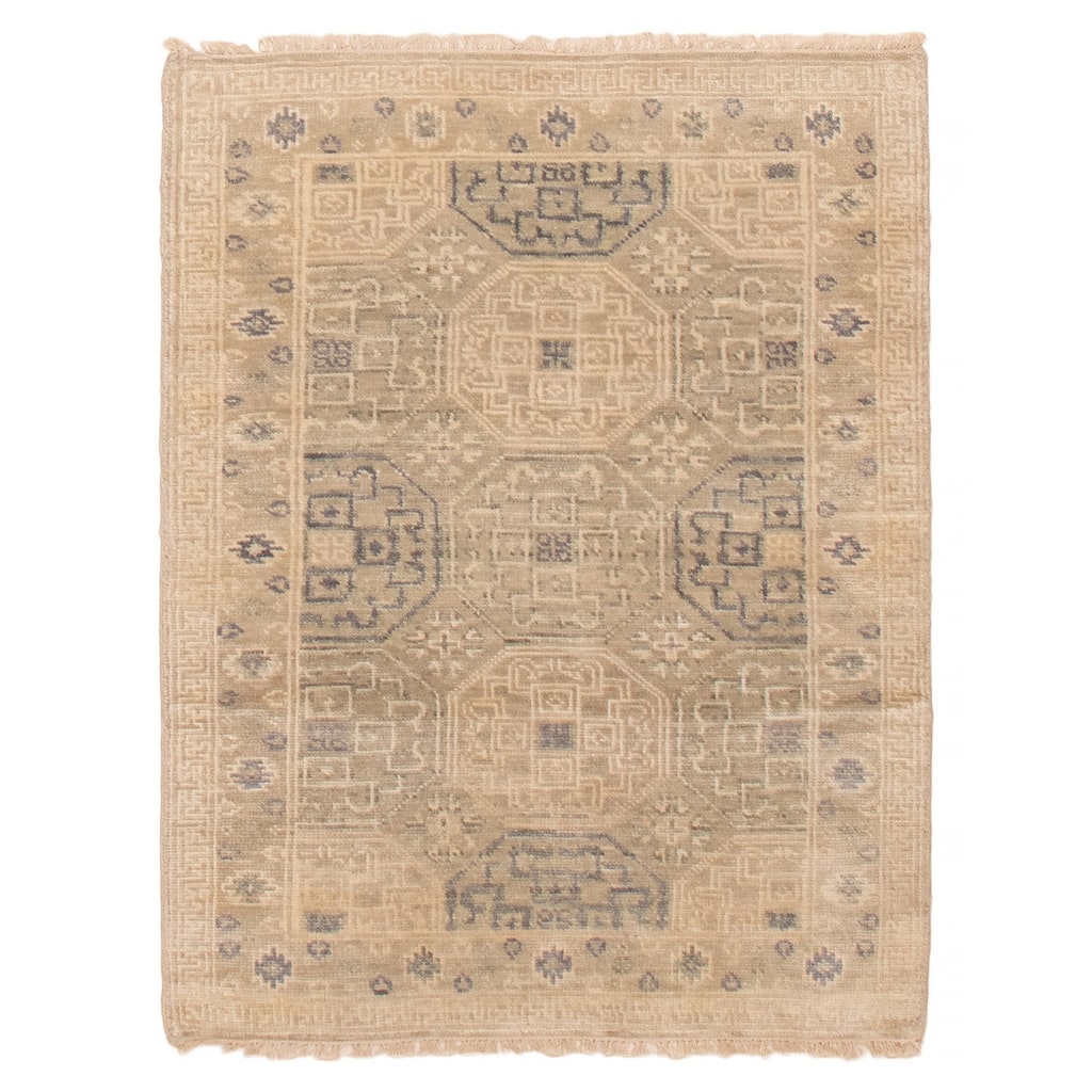 ECARPETGALLERY Hand-knotted Mamluk Khaki Wool Rug - 3' 8" x 4' 11"