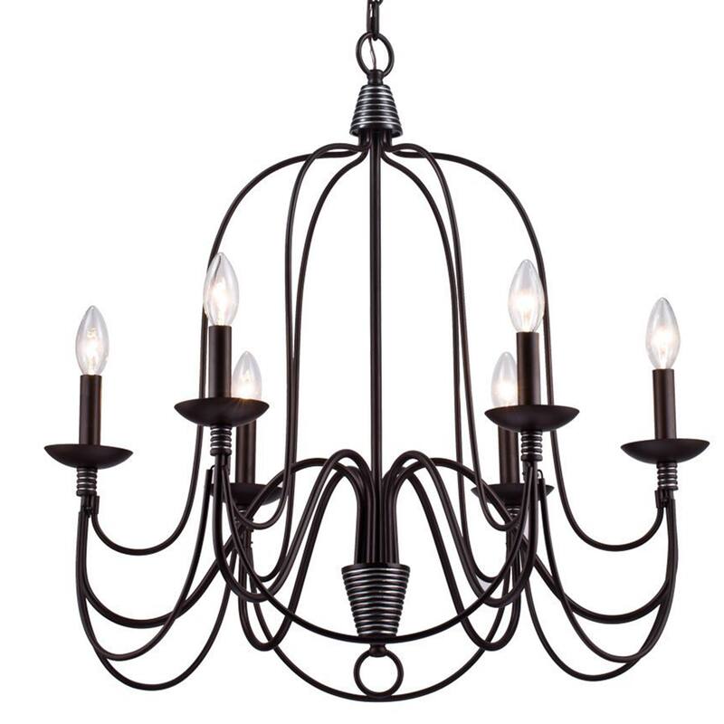 AA Warehousing Blakely 6 light chandelier in Matte Black