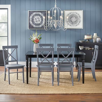 Simple Living Albury 7-piece Black and Grey Cross Back Dining Set
