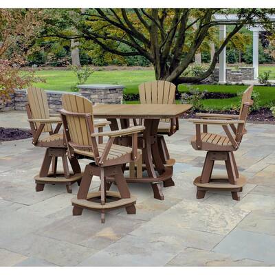 OS Home and Office Five Piece Square Counter Height Dining Set in Cedar on a Tudor Brown Base