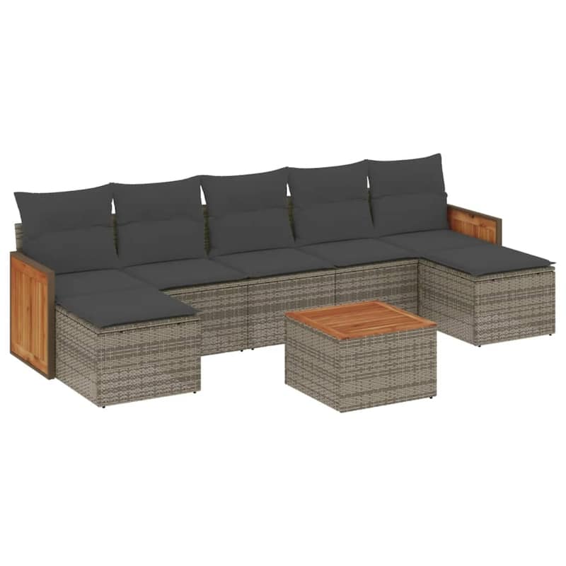 vidaXL Patio Sofa Set with Cushions Outdoor Conversation Furniture Poly Rattan