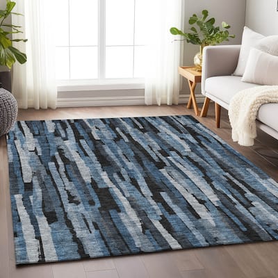 Machine Washable Indoor/ Outdoor Contemporary Chantille Rug