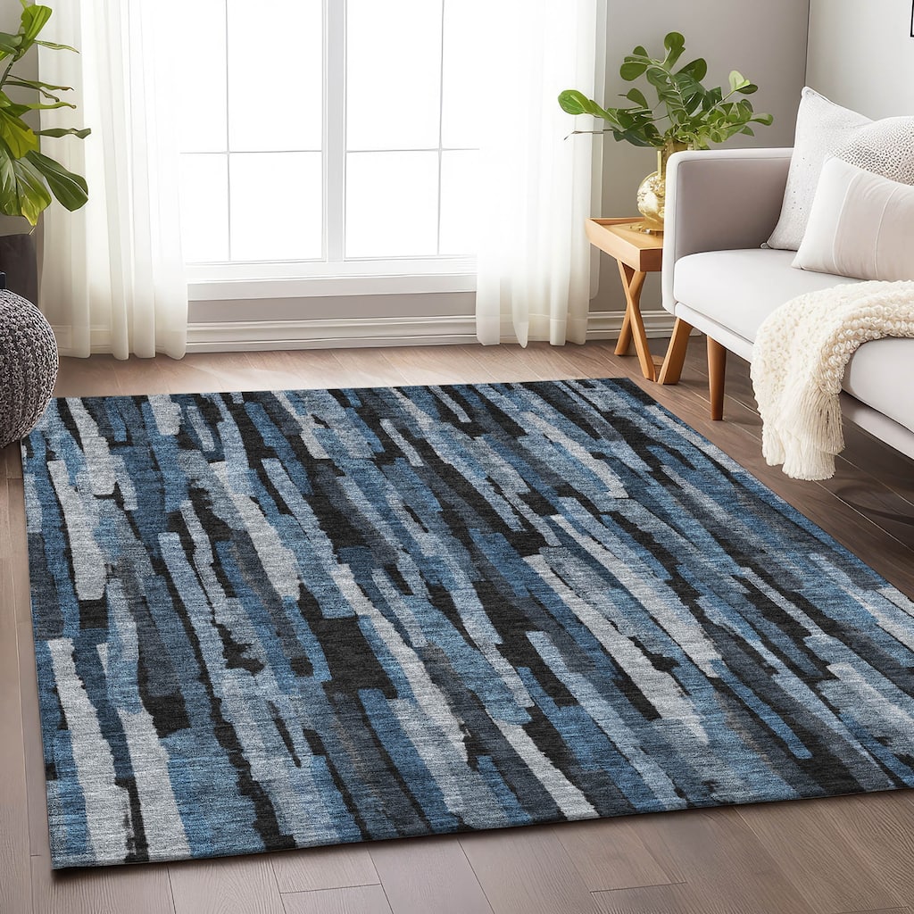 Machine Washable Indoor/ Outdoor Contemporary Chantille Rug
