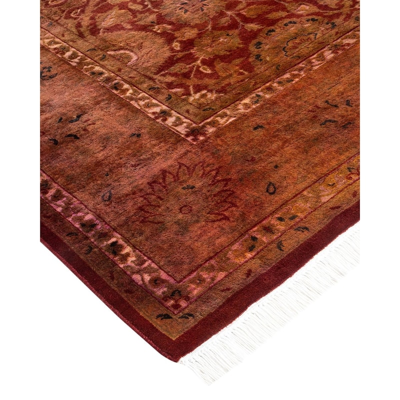 Overton Hand Knotted Wool Vintage Inspired Modern Contemporary Overdyed Gold Area Rug - 6' 3" x 12' 4"