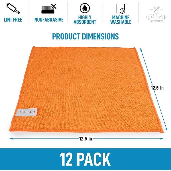 Zulay 12 Pack Ultra Absorbent Cleaning Microfiber Cleaning Cloths