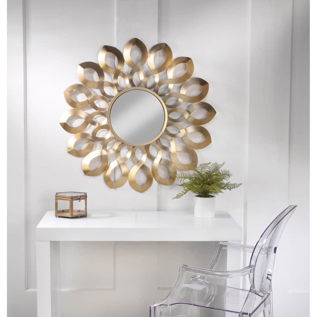 Gold Metal Wave Starburst Accent Mirror