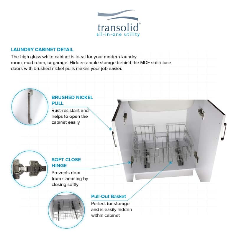 Transolid TRS_TCB-2420 Contemporary Laundry Cabinet 23-5/8" Free