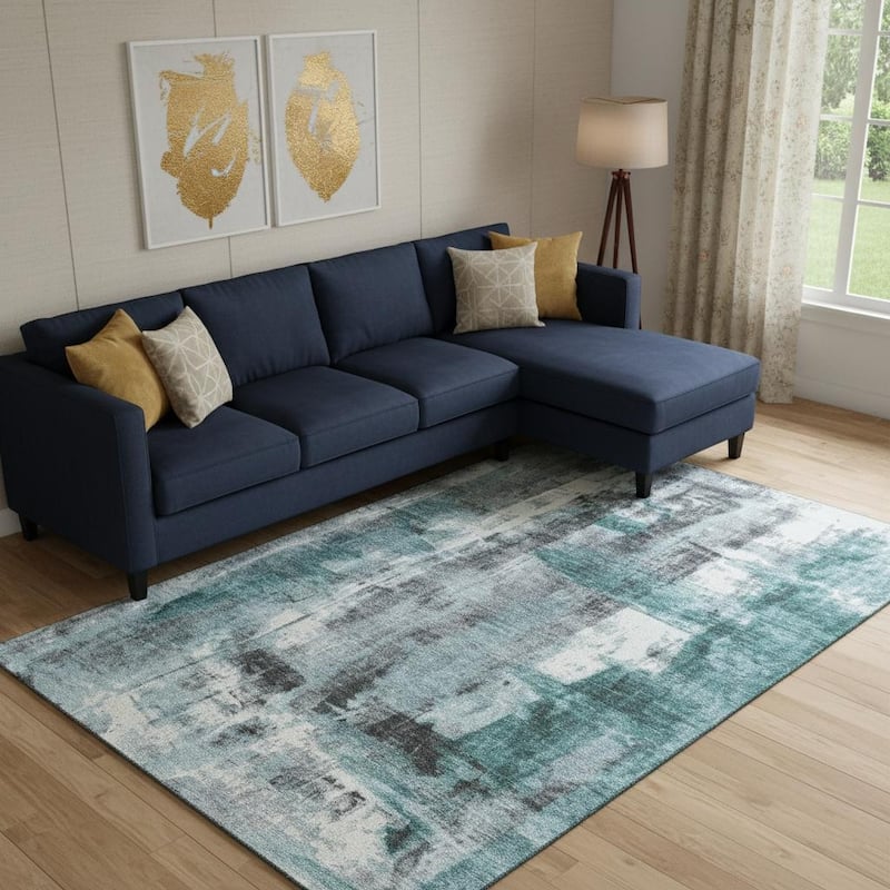 HomeRoots Abstract Transitional Rectangle Area Rug - 9' X 12' - 9' X 12'