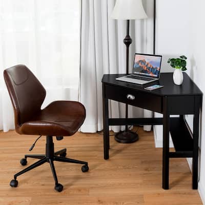 Corner Computer Desk Table Wooden Workstation Corner Laptop Desk